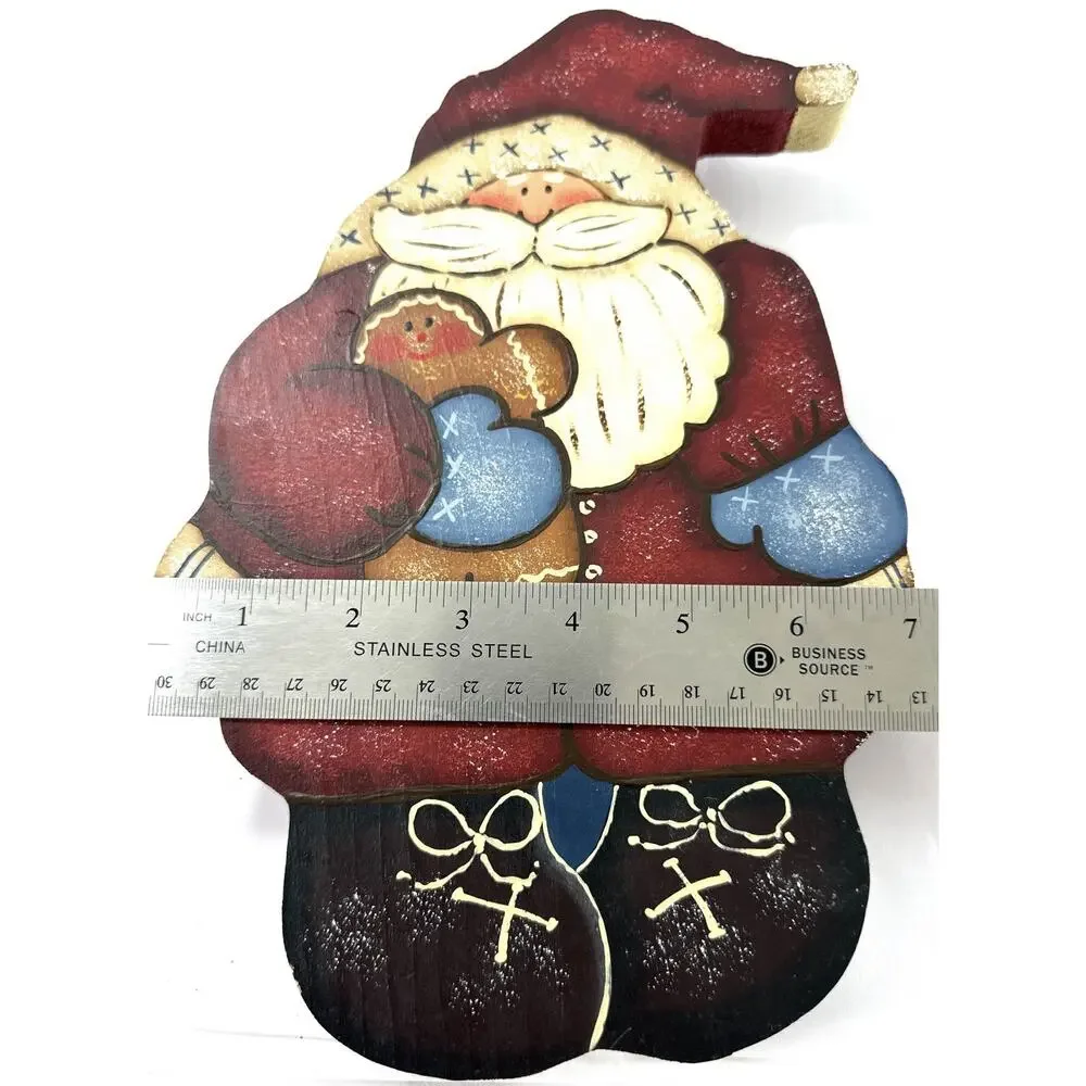 Hand Painted Wooden Santa Jar Lid Topper by K. Paul – 11”– Fits 3.125” Jar